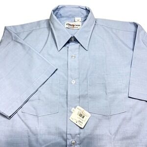 NWT Flying‎ Cross Mens S/S Shirt XL Light Blue Button Up Pocket Casual Classic